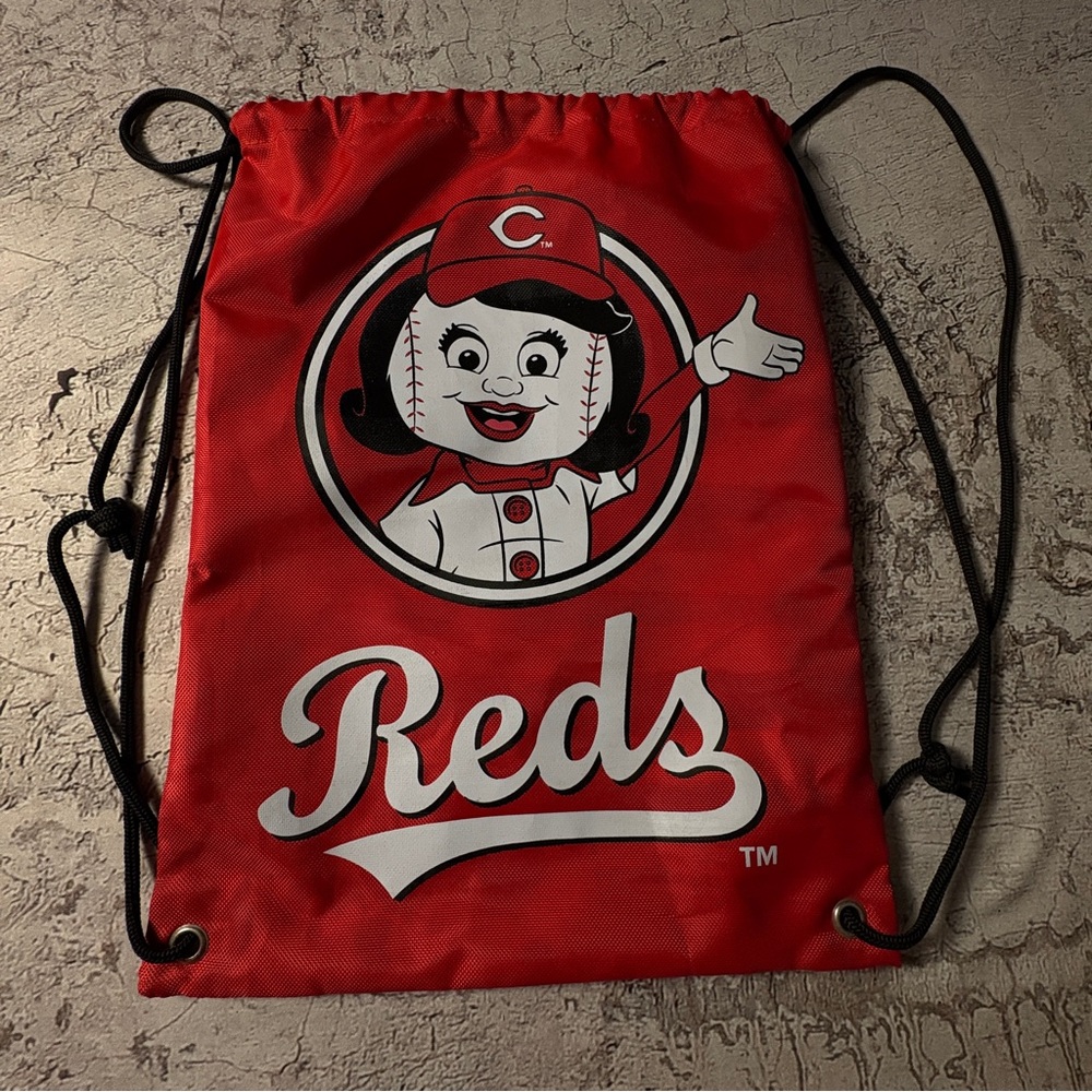Rosy Red Drawstring Backpack, Cincinnati Reds